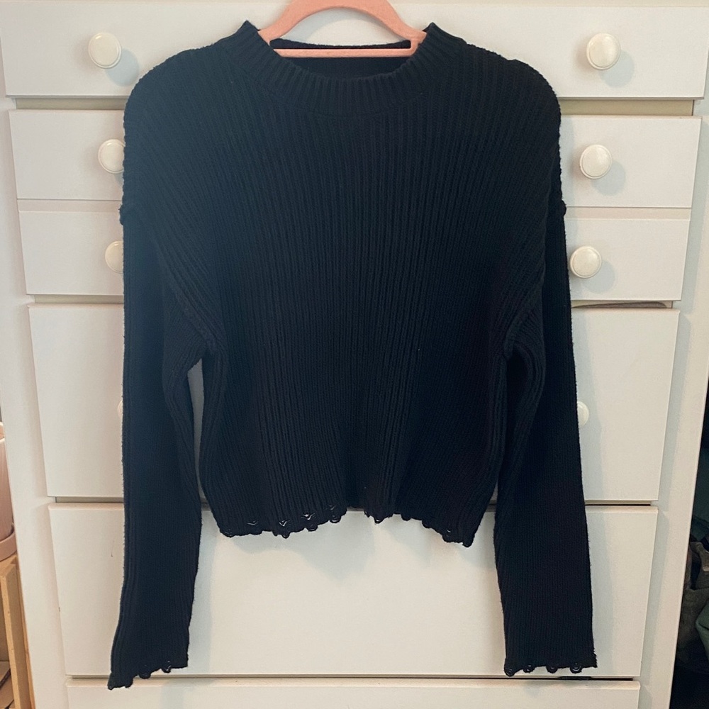 Sincerely Jules Black Ribbed Sweatshirt